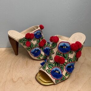 Tory Burch Ellis Embroidered Leather Mule - Size 6